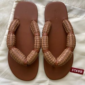Staud Rio Leather Sandals, Size 8